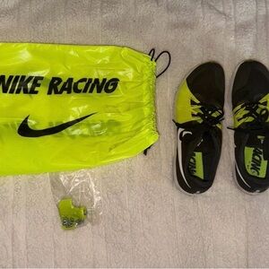 Nike Black and Neon Yellow Racing Shoes with Bag